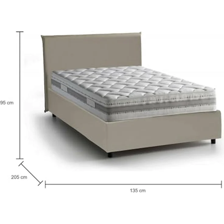 Talamo Italia - Doppelbett Ascenza, Bettkasten mit Kunstlederbezug, 100 % Made in Italy, Öffnung vorne, inklusive Matratze 120 x 190 cm, taubengrau – Bild 2