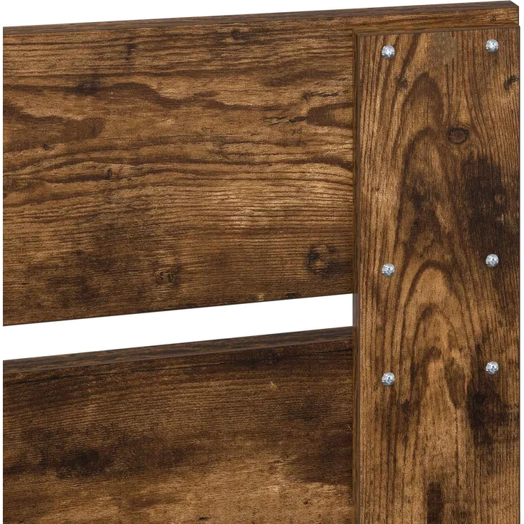 vidaXL Bettrahmen Geräucherte Eiche 140 x 190 cm Massives Kiefernholz 3411748 – Bild 10