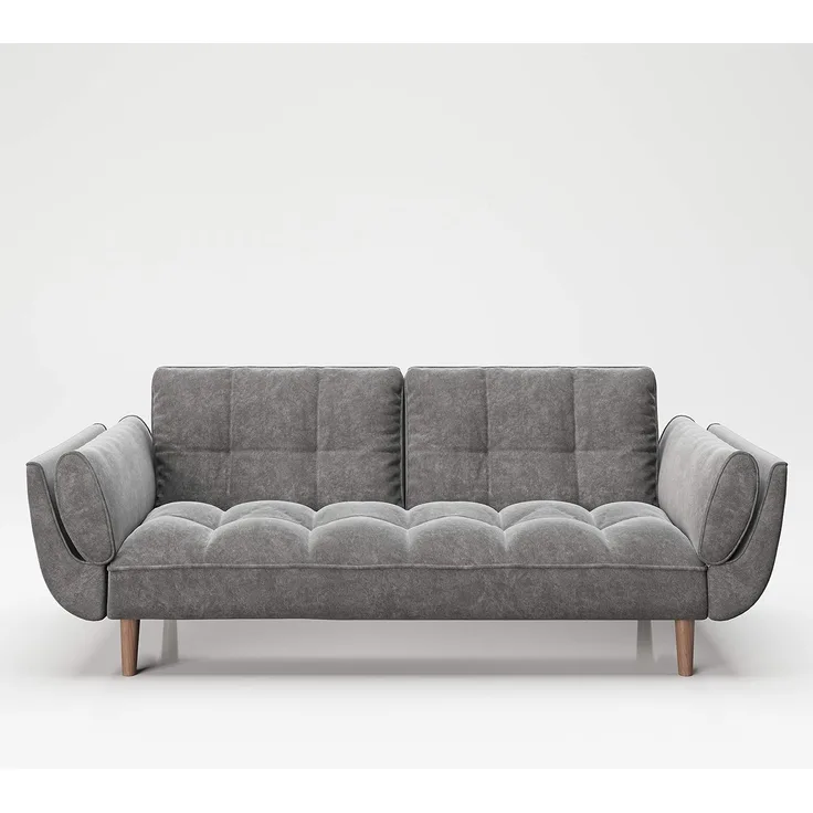 PLAYBOY HOME "SCARLETT" Sofa mit Bettfunktion, Samtstoff in Grau