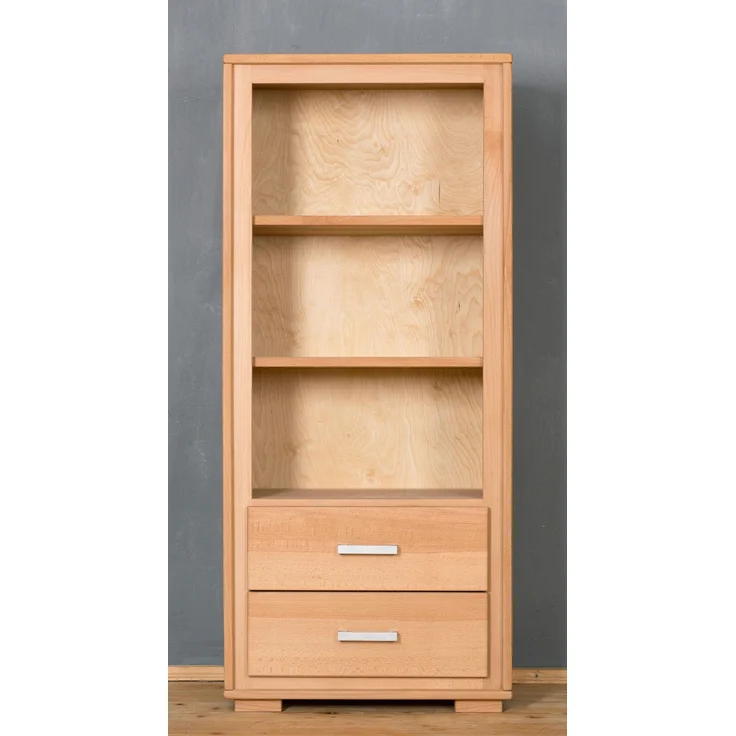 Woodline Regal 139 cm, 2 Schubladen, Kernbuche Massivholz geölt, Genf Natur, Auszug ohne Softclose 61x40x139 cm – Bild 3