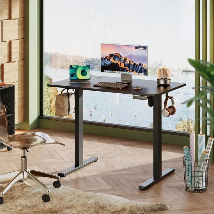 DEVAISE Schreibtisch Höhenverstellbarer Schreibtisch elektrisch 100×60 cm (Höhenverstellung 72–118 cm, Memory-Funktion für 3 Höhen, leise <50 dB, Durchgehende Tischplatte), Höhenverstellbarer Schreibtisch mit durchgehender Tischplatte – Bild 2