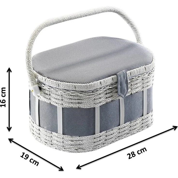 Kobolo Nähkorb Nähkästchen oval blau-weiß – Bild 3