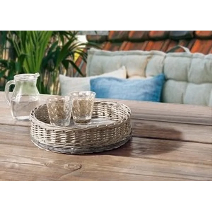 Tablettkorb rund Serviertablett Korb Schale Tablett Obstkorb Obstschale – Bild 5