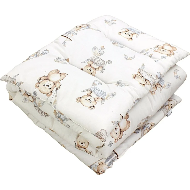 TupTam Kinderbettdecke-Set, Ganzjahresdecke, 2tlg., 1x Bettdecke, 1x Flachkissen, Teddybären in Körbchen Beige Ecru, 135x100 cm – Bild 1