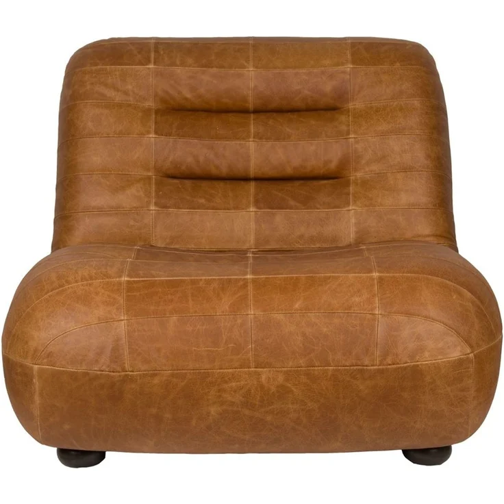 Loungesessel Wyatt Cognac aus Leder mit Gummibaumholz-Beinen – Bild 2