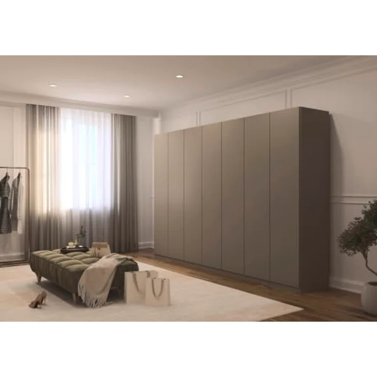 Rauch Möbel LUNIK, Kleiderschrank, Farbe Fango, Breite 315 cm | Schrank mit patentiertem Schnellmontagesystem, 7-türig, Push-to-open-Funktion, Zubehör Basic, für Schlafzimmer, Ankleide – Bild 4