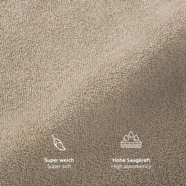 Blumtal Saunatuch, Taupe, 80x200 cm, 100% Baumwolle, Oeko-Tex zertifiziert, 2er Set, mit praktischer Aufhängschlaufe – Bild 4