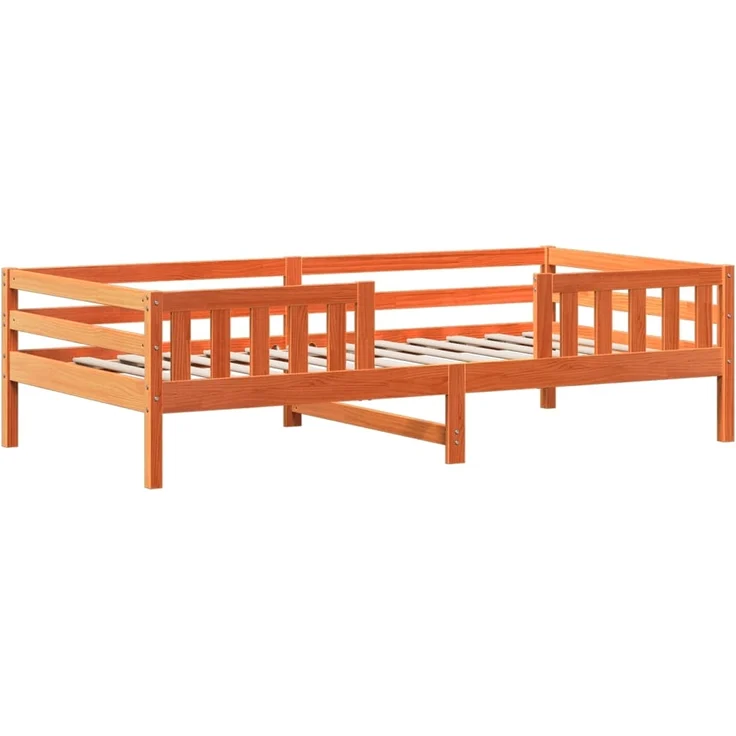 vidaXL Massivholzbett mit Dach Wachsbraun 75x190 cm Kiefer 3282170 – Bild 3