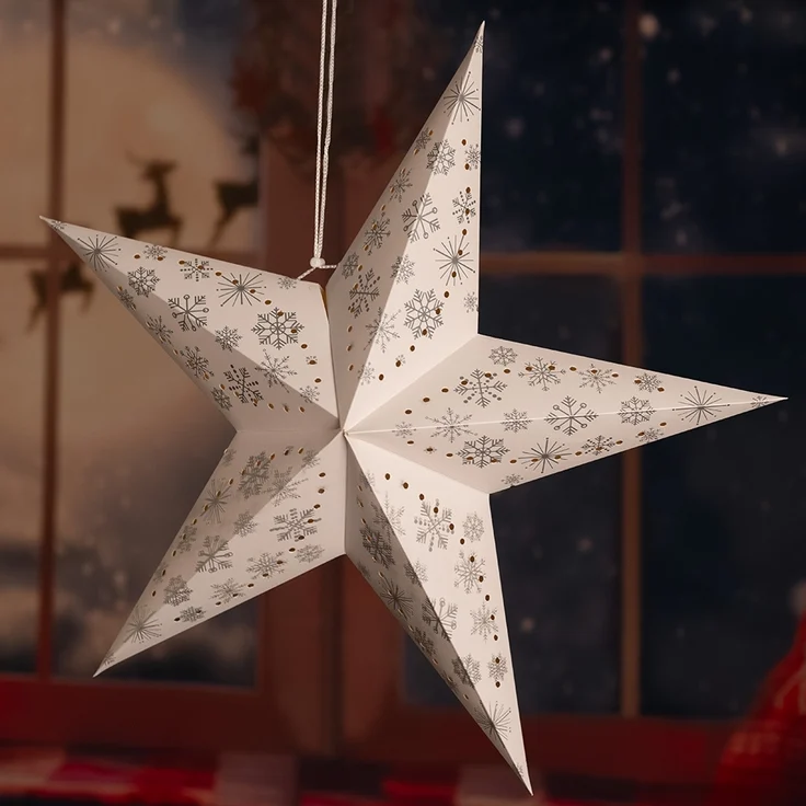 LED Weihnachtsstern, Papier , weiß, 60 cm, X-MAS – Bild 5