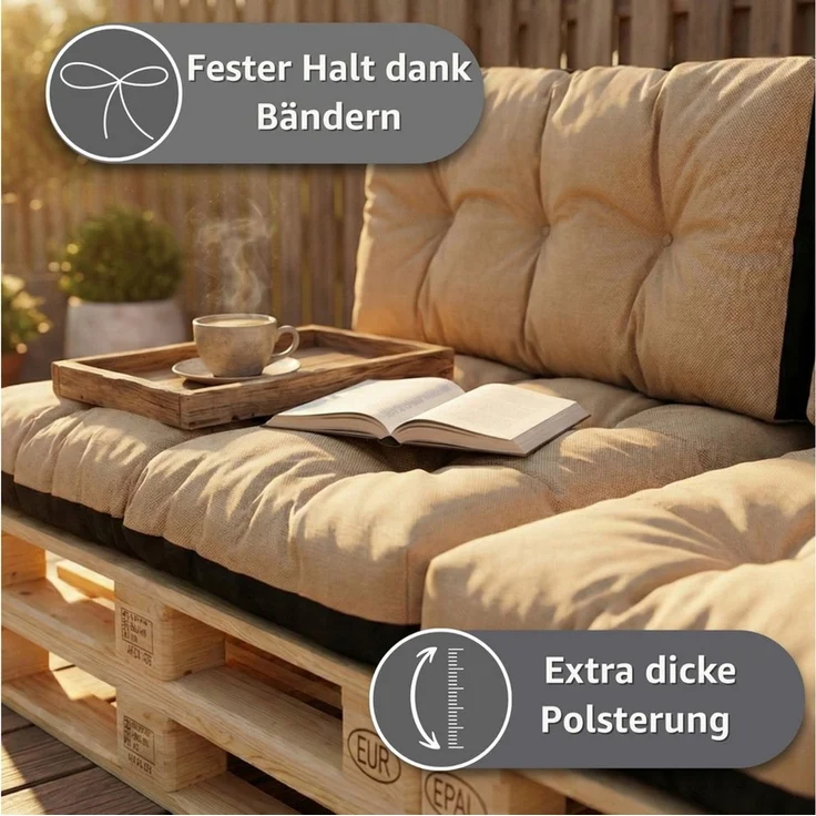 Amazinggirl Palettenkissen Outdoor Kissen Auflagen für Paletten Europaletten und Palettensofa – Bild 4