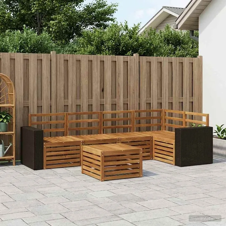 vidaXL Outdoor-Sofagarnitur 6 stk. 5-Sitzer Natur Massivholz Akazie 3384390