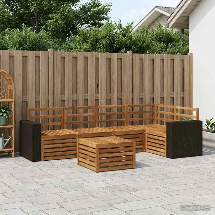 vidaXL Outdoor-Sofagarnitur 6 stk. 5-Sitzer Natur Massivholz Akazie 3384390 – Bild 1