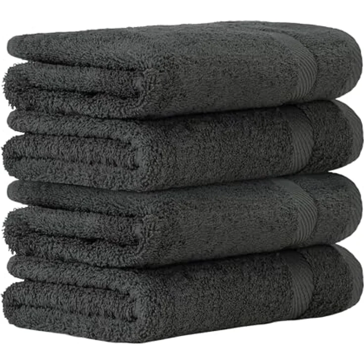Luckytowel Handtücher Set 50x100 cm, Oeko-TEX 100% Baumwolle, 600 g/m², flauschig & saugstark – 4er Pack Anthrazit – Bild 1