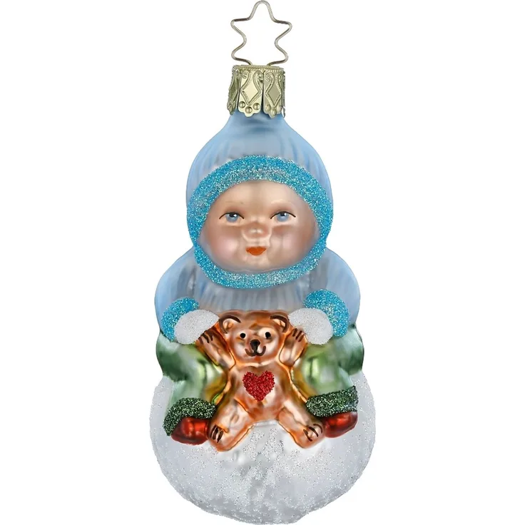 Junge im Schnee, 9,5cm zauberhafter Inge-Glas Christbaumschmuck