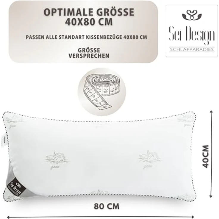SEI Design Kopfkissen Kopfkissen Kissen Schlaftkissen 40x80 SWAN, Füllung: 100% Mikrofaser Polyester, Bezug: Mikrofaser, Rückenschläfer, Seitenschläfer, Bauchschläfer, Alternative zu Daunen – Bild 7