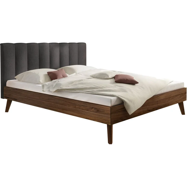 Hasena Bett Taliana Nussbaum mit Polster-Kopfteil 140x200 cm, Komforthöhe 25 cm – Bergamo – Bild 1