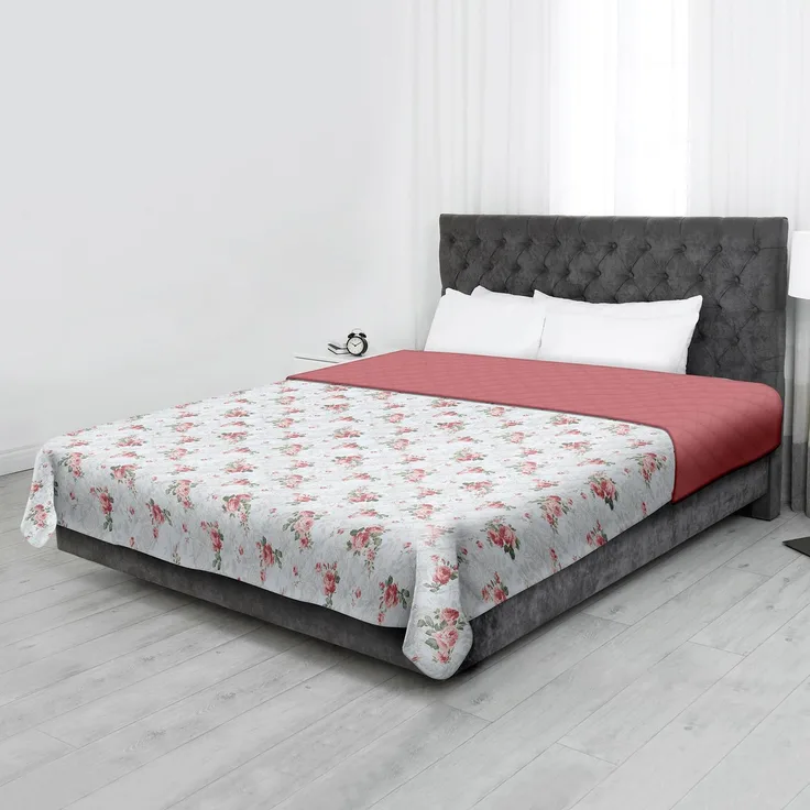 Tagesdecke (Rosella) 220x240 cm mit wattierter Zwischenlage, Bettüberwurf - Überwurfdecke, Sommerdecke gesteppt - Steppdecke, Wendedecke