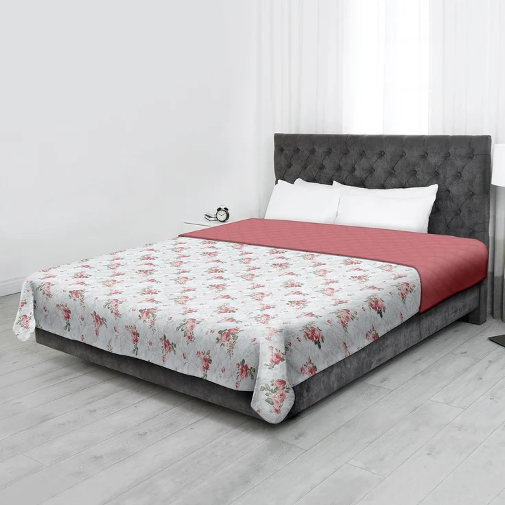 Tagesdecke (Rosella) 220x240 cm mit wattierter Zwischenlage, Bettüberwurf - Überwurfdecke, Sommerdecke gesteppt - Steppdecke, Wendedecke – Bild 1