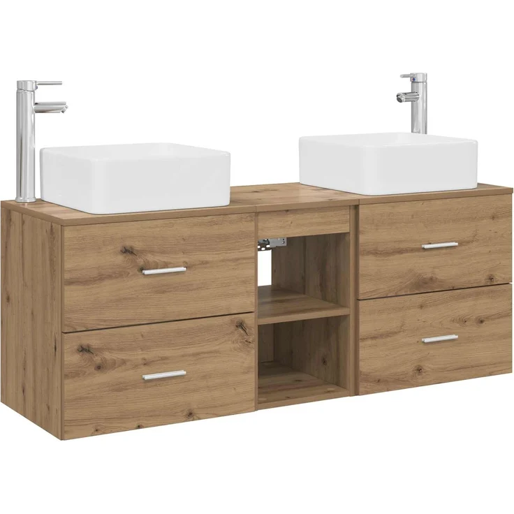 vidaXL Badezimmerschrank-Set 3 stk. Artisan-Eiche 129 x 41 x 80 cm 3405826 – Bild 2