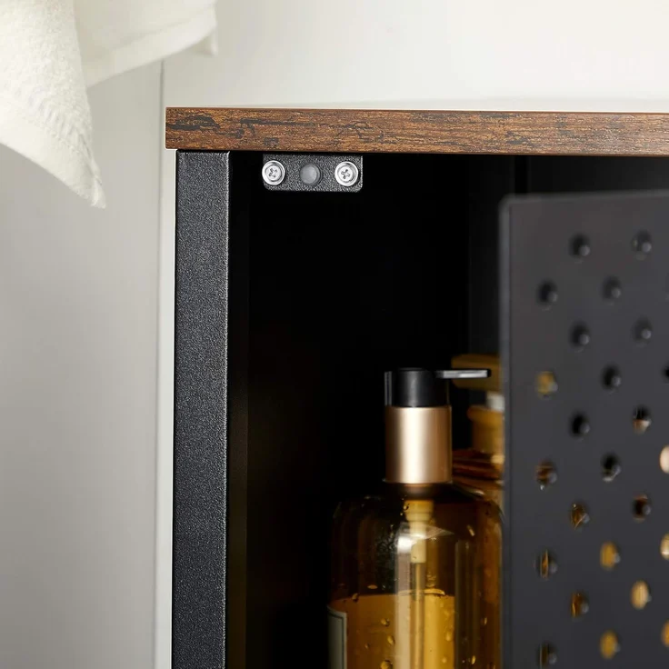 Songmics Sideboard Küchenschrank, Metallschrank, Tür mit Magnet, Stahlgestell, schwarz, 42,5 x 40 x 76 cm – Bild 9