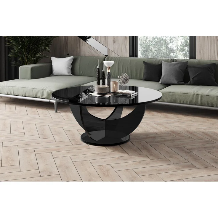 designimpex Couchtisch Design HRC-111 Hochglanz Wohnzimmertisch Rund Tisch 100 cm x 45 cm