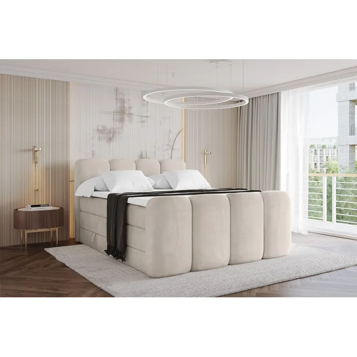 ALTDECOR Boxspringbett NINA-Z KING (Multipocket-Matratze H4, H3 Matratze Bonellfederung, Topper, Kopfteil), Doppelbett mit Fußteil