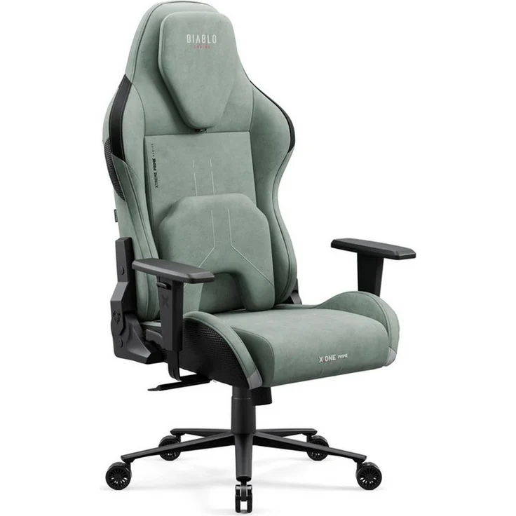 Diablo Gaming Stuhl Stoff X.One Prime Gamer Stuhl Ergonomisch mit Magnetische Kopfstütze und Kühlender Sitz Robuste Metallbasis, Höhenverstellbare Armlehnen Pc Stuhl, Gaming Chair 140 kg Ghotic Green – Bild 1