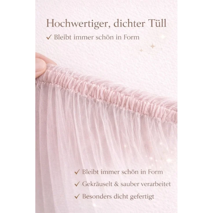 Baby Fancyroom Betthimmel Premium Hausbett Himmel aus Tüll, Betthimmel für Kinderbett, Baldachin, gekräuselt – Bild 3
