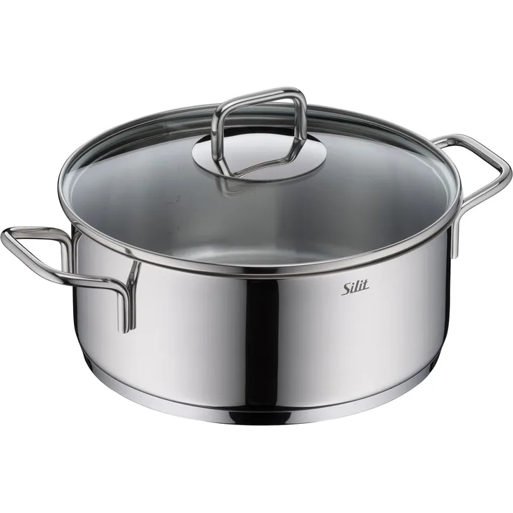 Silit Bratentopf Extra Cook, mit Glasdeckel, Edelstahl 18/10 (2-tlg), SiliTherm Universalboden, induktionsgeeignet, spülmaschinengeeignet