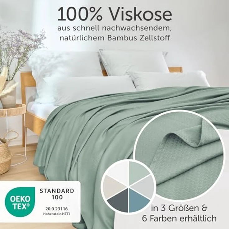 Blumtal Microfaserbettdecke Kühldecke Sommerdecke Bambus, selbstkühlende Decke, OEKO-TEX zertifizierte kühlende Decke für Sofa, Sommer & Reisen – Bild 2