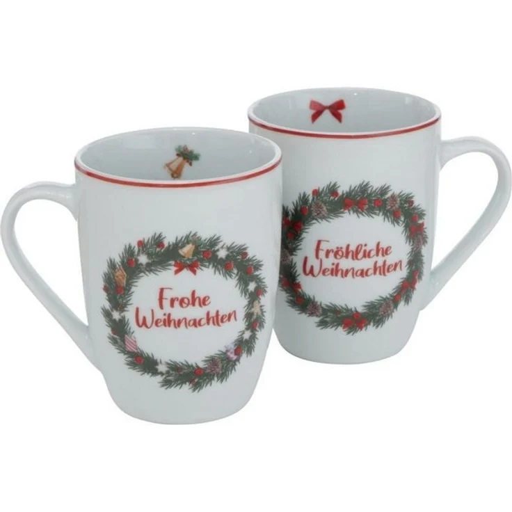 BOLTZE Geschirr-Set 2er Set Weihnachtstassen aus Porzellan Henkelbecher mit Spruch (2-tlg) – Bild 2