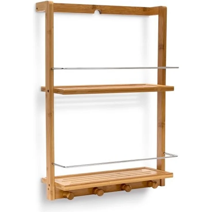 Relaxdays Duschregal mit 2 Ablageböden, Bambus natur, 38 x 15,5 x 53 cm – Bild 9