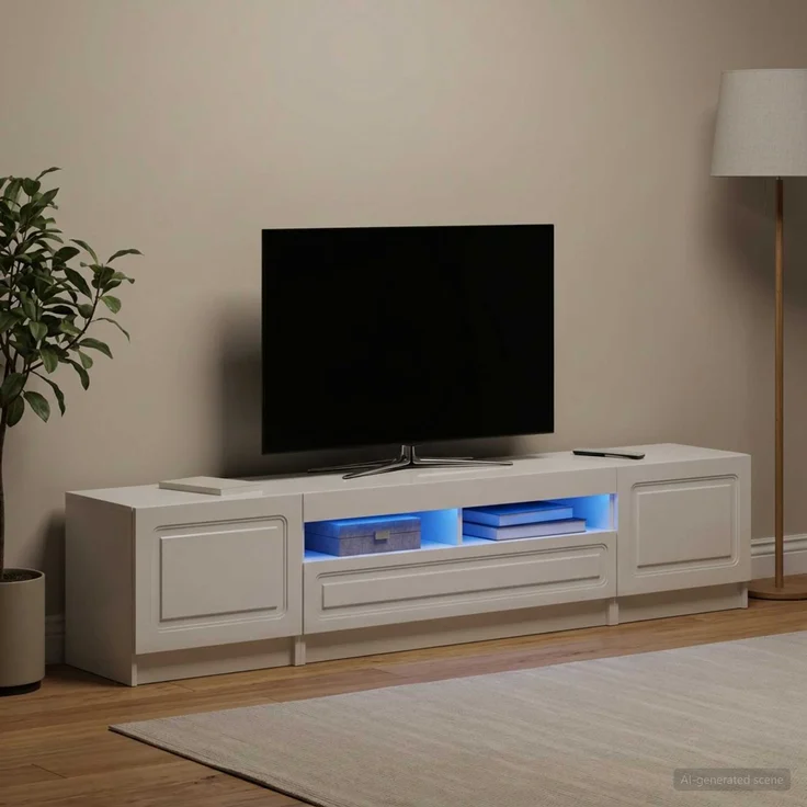 vidaXL LED-TV-Schrank UTRECHT 3 stk. Hochglanz Weiß Holzwerkstoff 3417005 – Bild 3