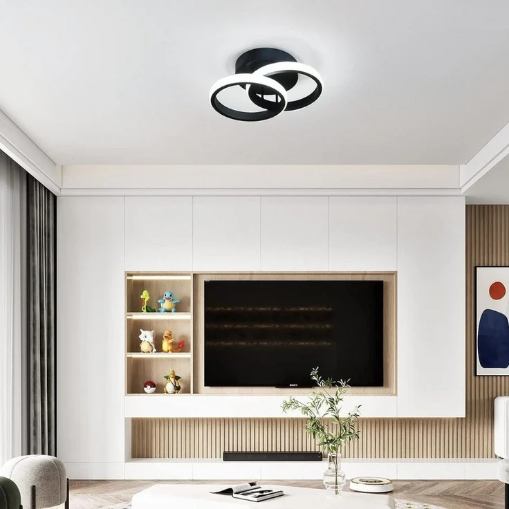 Forrlite Deckenleuchten LED Dimmbar Deckenleuchte 3-Farbige Decken-Lampe, LED fest integriert, Warmweiß, Neutralweiß, Kaltweiß, Wohnzimmer Flur Eingang – Bild 2