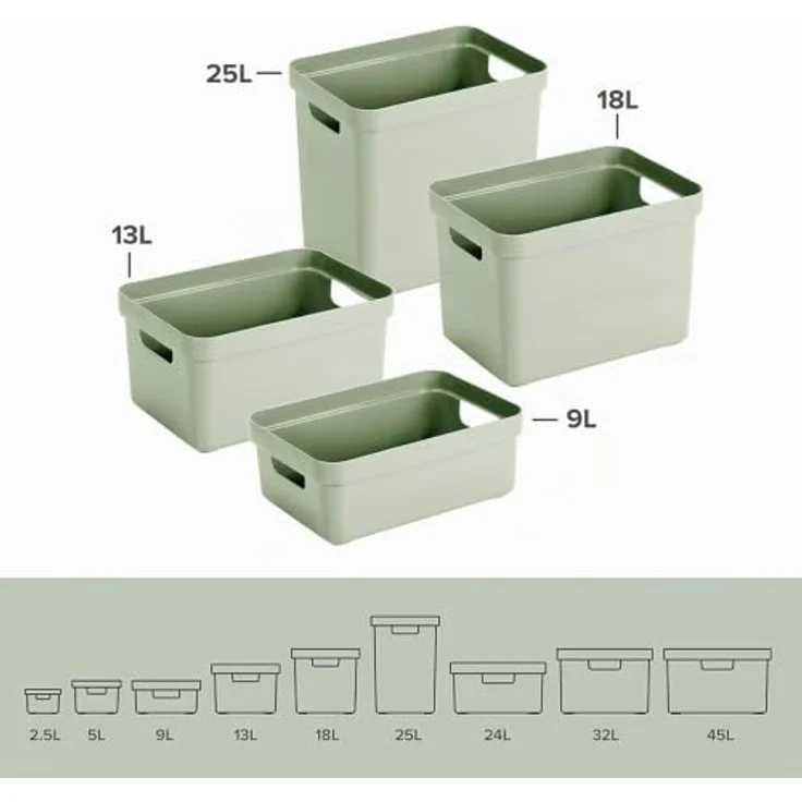 Sunware Sigma Home Aufbewahrungsbox Bad 13L - 35x24,6x18,3cm - Kunststoff Aufbewahrungsbox Ohne Deckel - körbe & behälter (Packung mit 2) – Bild 4
