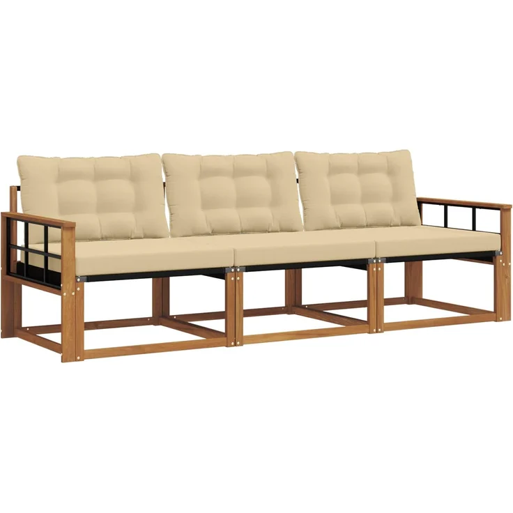 vidaXL Outdoor-Sofagarnitur 3 stk. 3-Sitzer Natur und Beige 3369152 – Bild 2