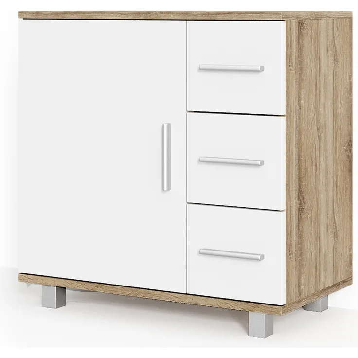 Vicco 'Ilias' Waschbeckenunterschrank, Spanplatte, 60,8 x 60 x 33 cm, Weiß / Sonoma