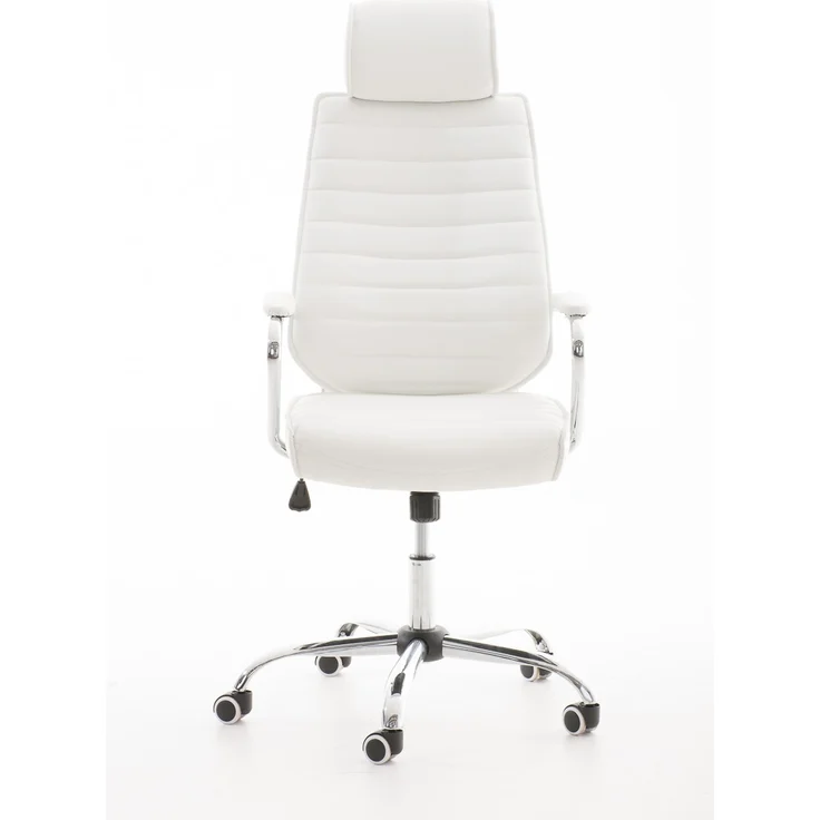 DELUKE® Bürostuhl Ergonomisch FUGOR Schreibtischstuhl mit Rollen Höhenverstellbarer Drehstuhl, Arbeitsstuhl mit Kopfstütze Chefsessel, Computerstuhl 125 kg Weiß – Bild 2