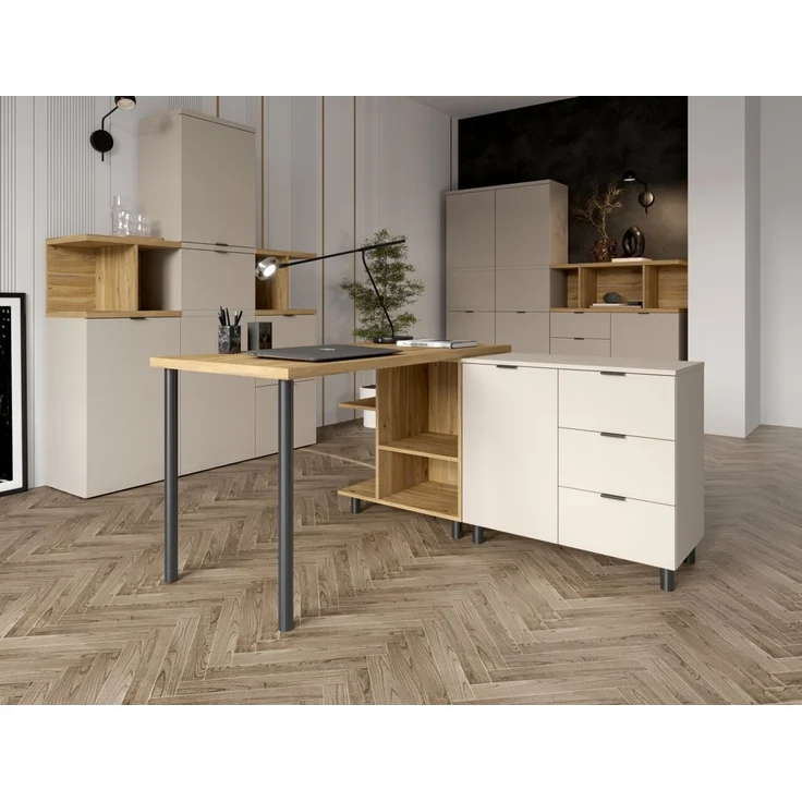Carryhome 'TINO OFFICE' Aufsatzregal schmal, MDF Eiche, 52.6 x 40.4 x 40.3 cm, 2 Fächer – Bild 2