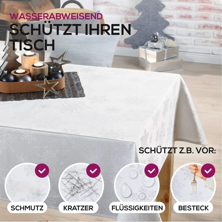 Beautex Tischdecke Lurex Tischdecke Weihnachten, Silber Gold glänzend, Weihnachtstisch (1-tlg) – Bild 3