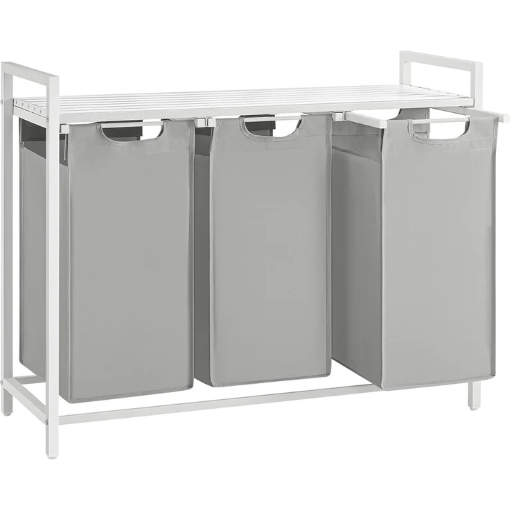 Vasagle Wäschekorb, 3 Fächer, mit Ablage, ausziehbar und abnehmbar, 3x38 L – Bild 1