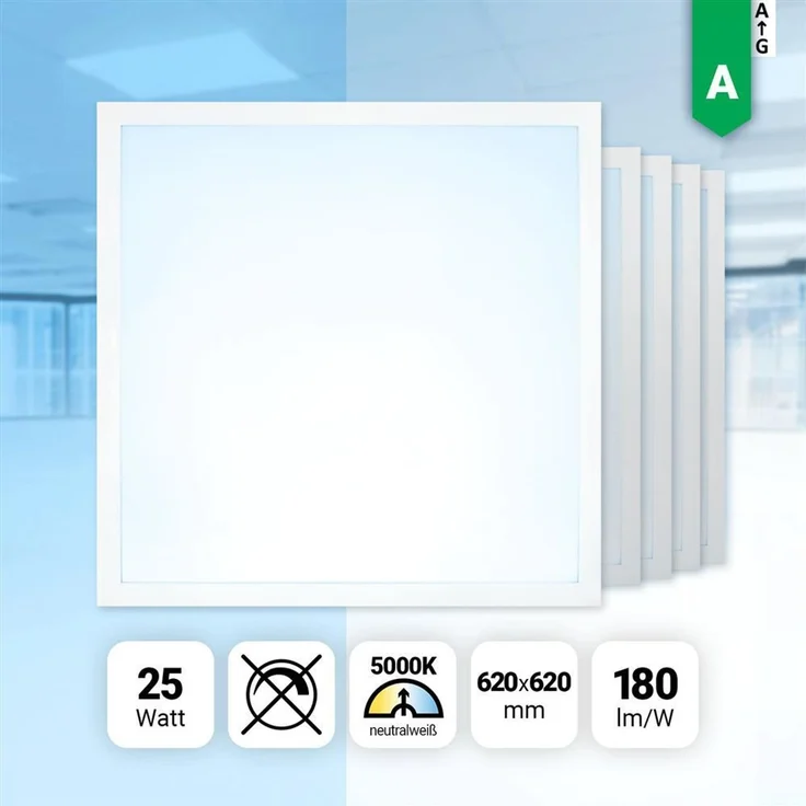 5x LED Panel 62x62cm Neutralweiß 5000K 4500lm 25W Rasterleuchte Deckenleuchte BLs2.0 – Bild 1