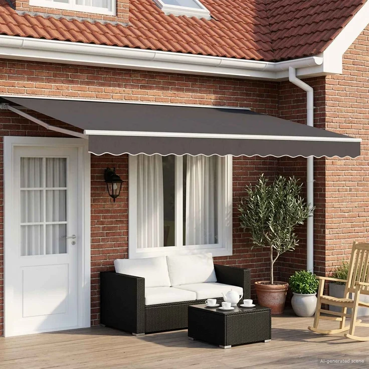 vidaXL Manuell einziehbare Markise Anthrazit 4,5 × 3 m 3420290 – Bild 1