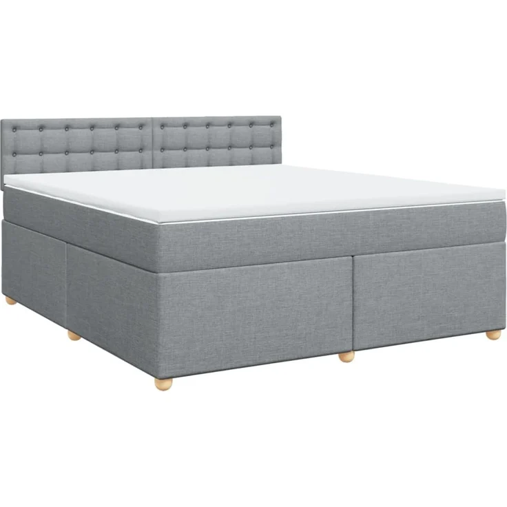 vidaXL Boxspringbett mit Matratze Hellgrau 180x200 cm Stoff 3289073 – Bild 3