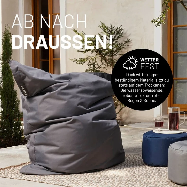 Lumaland 'Classic' XXL-Sitzsack, Indoor & Outdoor, Weinrot, Polyester, 380 l – Bild 6