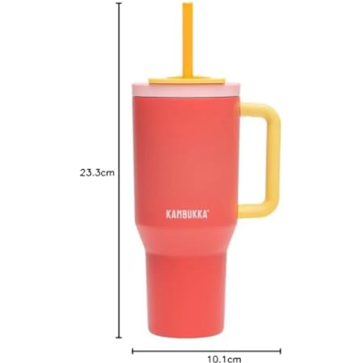 Thermobecher mit teleskopischem Strohhalm Kambukka Rio Tumbler 950 ml Pink Papaya – Bild 9