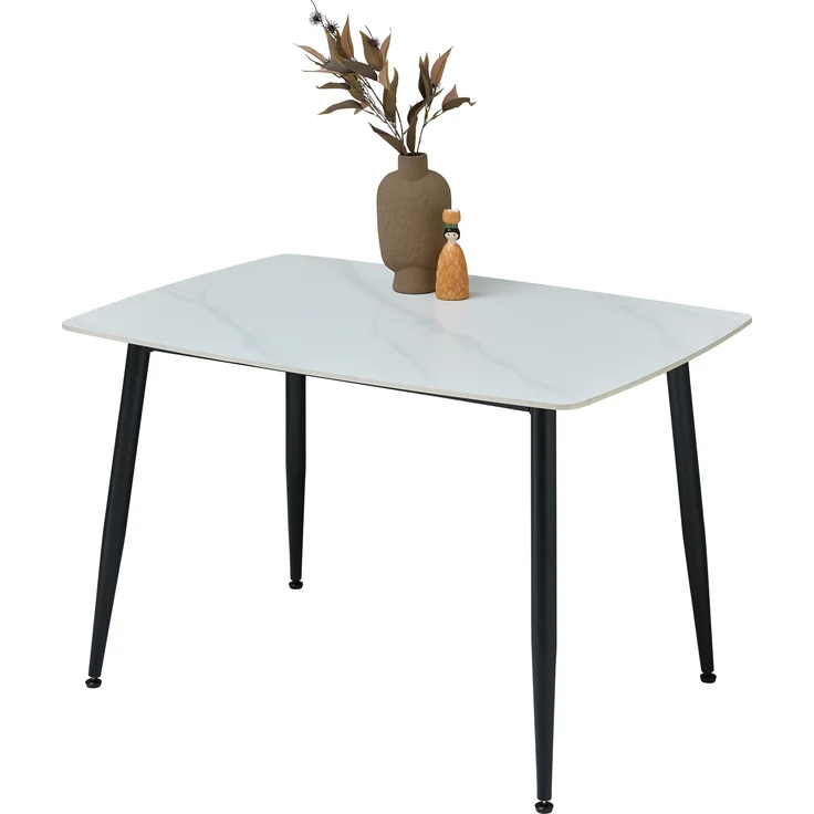 Esstisch >Owen< in weiß, schwarz, Keramik, Metall - 120x77x80cm (BxHxT) – Bild 1