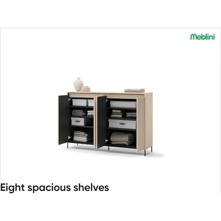 MEBLINI Garderobe Flur Möbel Set mit LED – TREND – Beige/Schwarz – Garderobenschrank Flur mit Kommode - Garderobe Schrank - Flurgarderobe - Flurschrank hoch – Bild 5