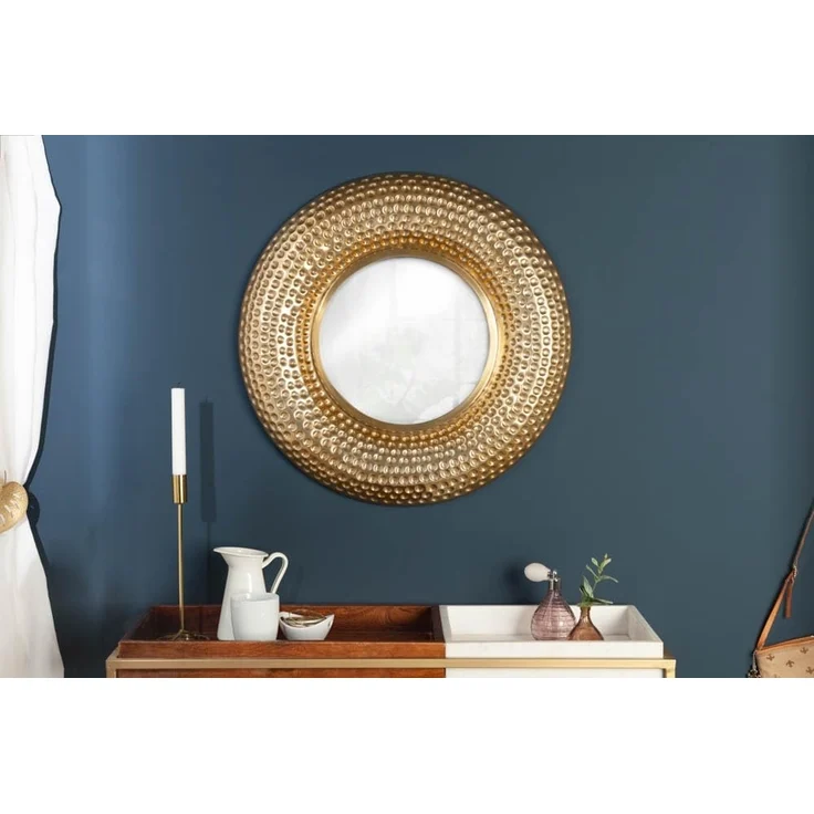 riess-ambiente Wandspiegel ORIENT 60cm gold, Schlafzimmer · Metall · rund · mit Rahmen · Deko · Hammerschlag Design – Bild 2