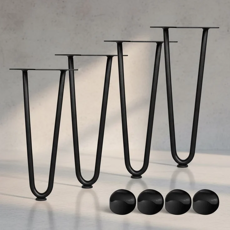 Tischbeine 4x Hairpin 36 cm Haarnadelbeine Schwarz Gestell Möbelfüße Tischkufen – Bild 7